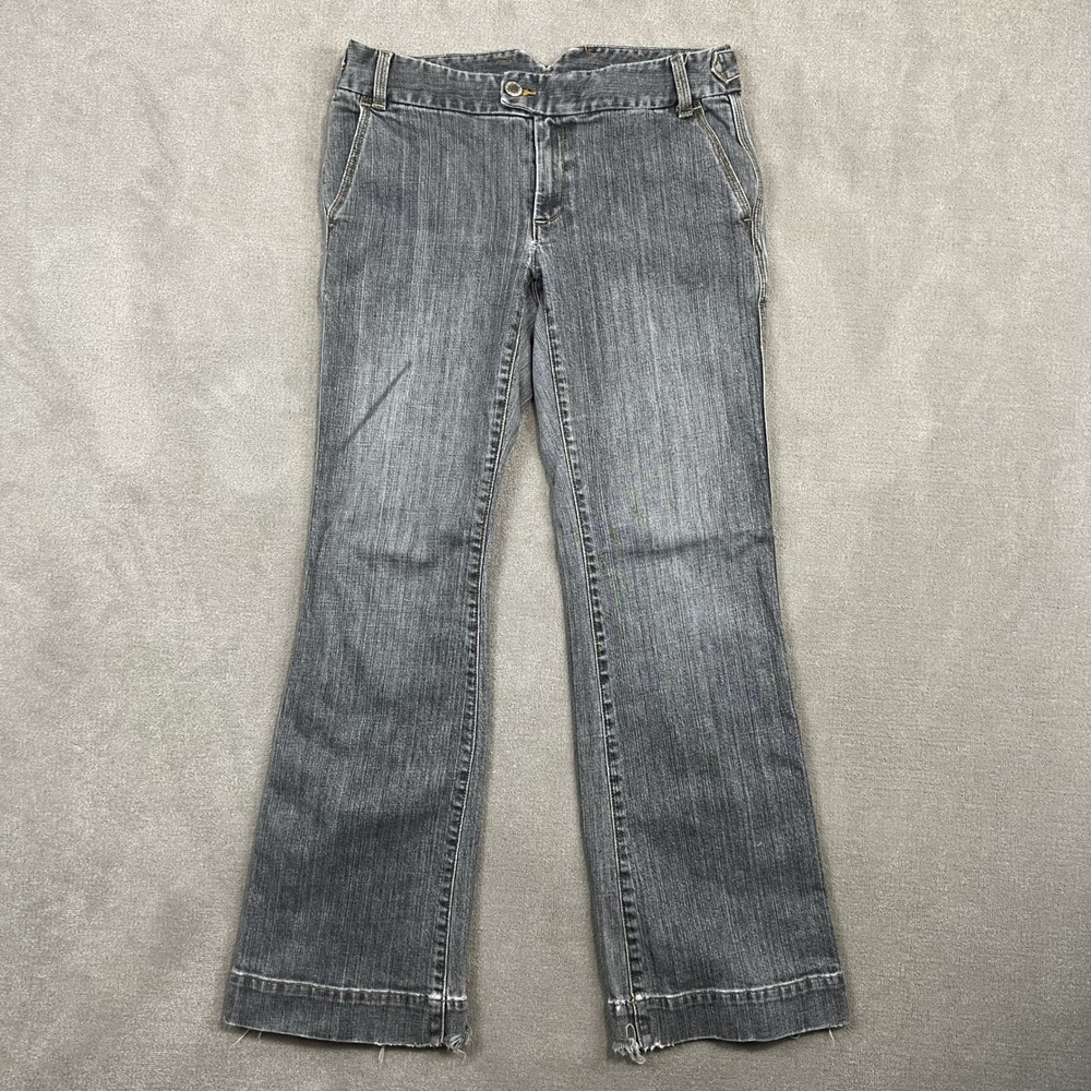 Banana Republic Trouser Jeans Womens 6 Gray Stretch Wide Leg Distressed Y2K